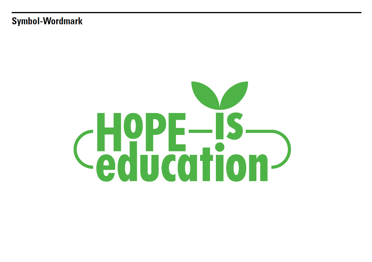 심볼과 워드마크: 새싹과 HOPE is education